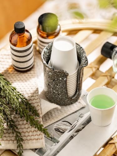 Ceramic Bathroom Cup Holder, 3 OZ Cup Dispenser for Bathroom, Gray - Image 3