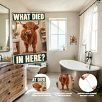 Funny Highland Cow Rustic Bathroom What Died In Here Sign - Image 6