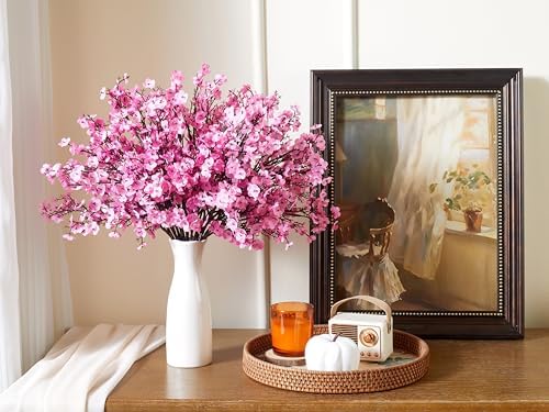 SITUMEIZI 6Pcs Pink Artificial Baby's Breath Flowers 19.3 Inch Silk Gypsophila Bundles Real Touch Fake Flowers for Wedding, Home Decor, Fall Centerpieces DIY Floral Arrangement - Image 2