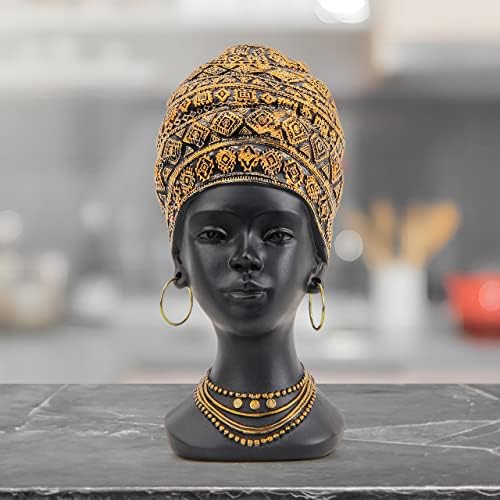 Smadeer African Statue for Home Decor, Women Bust Figurine Antique Gold - Image 7