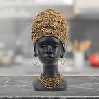 Smadeer African Statue for Home Decor, Women Bust Figurine Antique Gold - Image 7