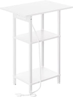 Asgolion Tall Side Table with Charging Station, Skinny End Table Nightstand by Asgolion