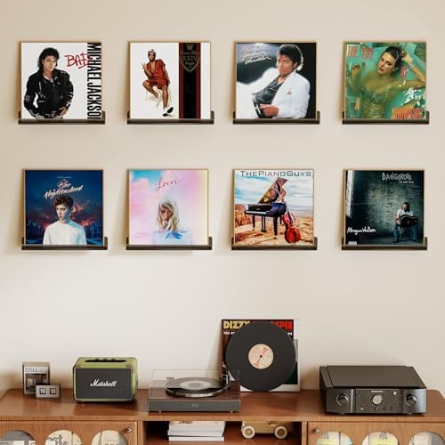 Vinyl Record Wall Mount Shelves, 12 inch Vinyl Holder, 8 Pack, Black - Image 2