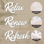 3 Pieces Bathroom Decor Black Bathroom Wall Art Relax Renew Refresh - Image 3