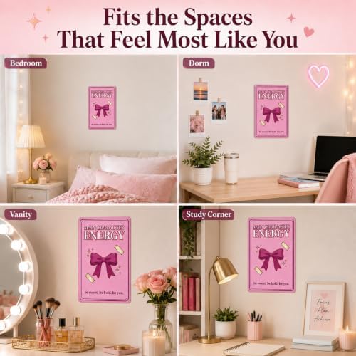 Pink Gradient Bow Metal Sign, Main Character Energy Decor, 8x12 - Image 7