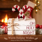 Geelin 4 Pcs Christmas Candy Cane Table Decoration Wooden Book Stack Signs - Image 2