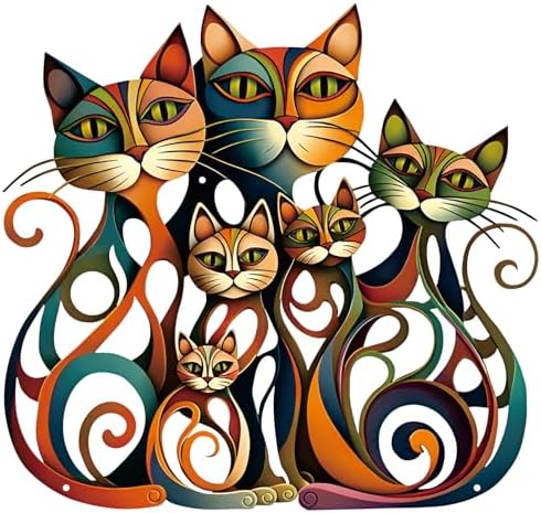 Wesiti Metal Cat Wall Art Decor Colorful Sculptural Mid Century 12.3x13 by Wesiti