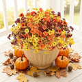ATTGREAT Artificial Fall Flowers Outdoors UV Resistant Fake Mums Bulk Outside Faux Mums Plants Decorations for Home Garden Porch Hanging Planter Autumn Decor, 24 Bundles (Mix Orange Yellow Fall Red) by WelcometoAttgreatWeHaveAlwaysFirmlyBelievedEndlessBloomsEndlessCreativity