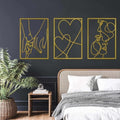 3 Pieces Metal Minimalist Line Wall Art, Love Heart Metal Wall Decor by ESTART