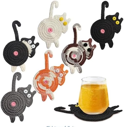 6 Pack Drink Coasters Funny Cat Gifts for Women Gifts for Cat Lovers by Unknown