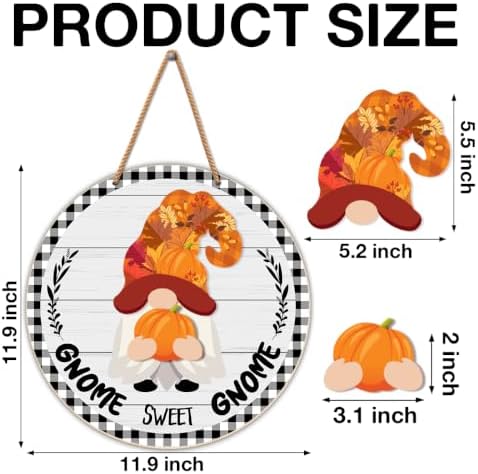 Interchangeable Gnome Welcome Door Sign Fall Halloween Decoration - Image 2