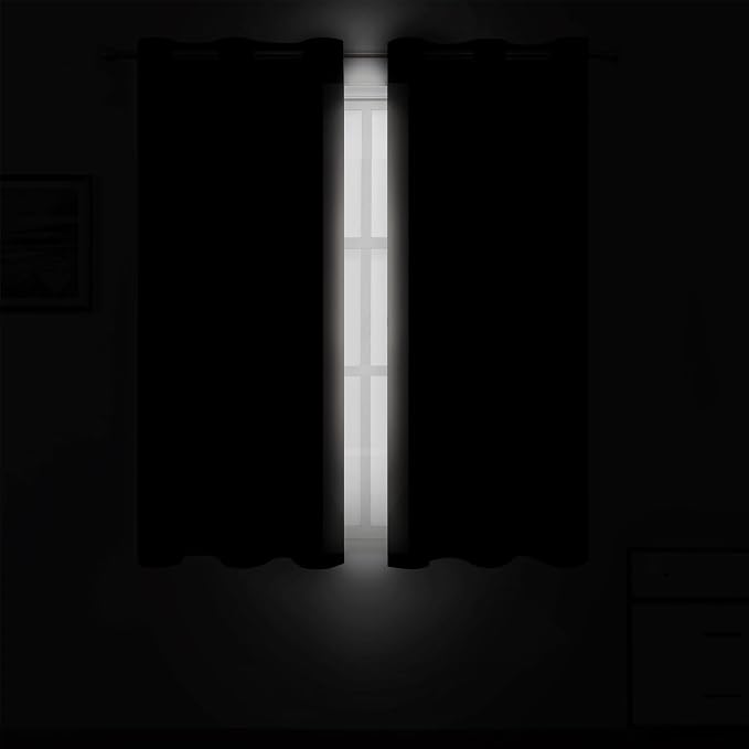 Blackout Curtains 66 x 54 Inch Long Light Beige Curtains Set of 2 Panels Room - Image 3