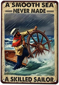 Vintage Tin Sign Metal Poster Plaque A Smooth Sea Never Made A Skilled Sailor Sailing Ship Poster Metal Sign Iron Painting Retro Wall Decor for Home Hotel Cafes Sign Gift 12x16 Inch by KIYOYOHomeIsOurHappyPlace