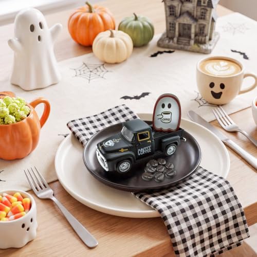 Halloween Coffee Table Decor Coffee Ghost Vintage Metal Truck, Black - Image 7