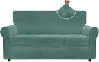 ZNSAYOTX Luxury Velvet Couch Cover 4 Piece Stretch Sofa Covers by ZNSAYOTX