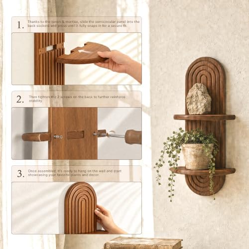 Plant Wall Shelf for Home Decor: Hanging Plant Shelf for Planter, Brown - Image 5
