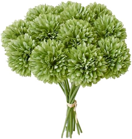 Mandy's 12pcs Artificial Green Ball Chrysanthemum Flowers by Mandys