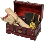 Vintage Wooden Treasure Chest Decorative Box with Lock,Oxblood - Image 2
