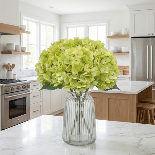 6Pcs 13" Light Green Silk Hydrangea Artificial Flowers - Image 6
