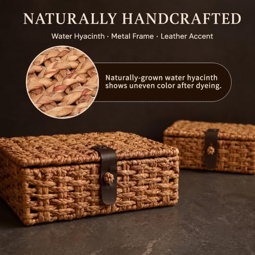 Decorative Woven Boxes with Lids for Shelf Decor Livingroom Organization - Image 4