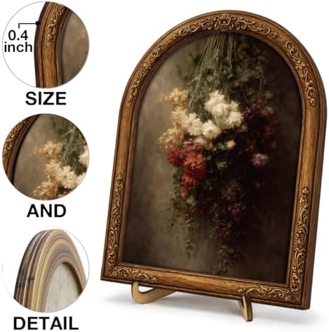 Dark Floral Wall Art Sign for Vintage Home Decor, Moody Flower Arch Wooden Tabletop Plaque, Gothic Farmhouse Shelf Accent, 8x10 Inch - Image 3