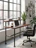 42'' x 28'' Industrial Pipe Table Legs Set, Iron-Cast Finish Piping - Image 7