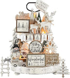 Shellwei 20 Pcs Neutral Christmas Tiered Tray Decor, Winter Farmhouse Signs by Shellwei