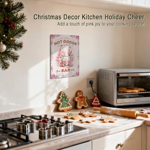 Pink Gingerbread Christmas Hot Cocoa Bar Sign Kitchen Decor - Image 3