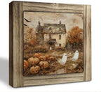 Funny Farmhouse Ghost Wood Plaque Sign, Halloween Tabletop Decor Signs 12 by XJCUG