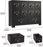 Apothecary Cabinet with 10 Drawers & Labels Rustic Library Card Catalog Cabinet - Image 3