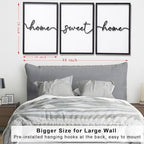 3D Wood Home Sweet Home Wall Art, Modern Home Sweet Home Sign for Large Living Room Wall Decor(Ready to Hang, Set of 3, 16x24 Inch, Framed) - Image 5