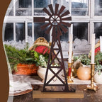 Tandefio 1 Pcs Farmhouse Windmill Table Top Country Decor, Metal Rusty - Image 6