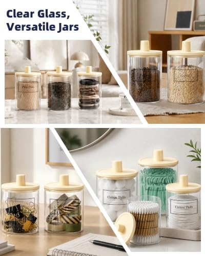 Glass Qtip Holder Dispenser - 4 Pack, Bathroom Decor and Organizer - Image 6