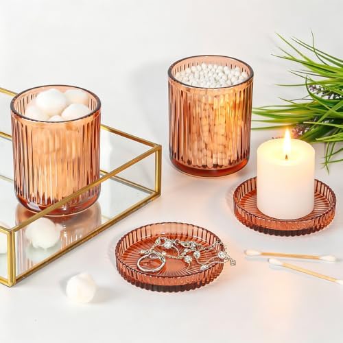 4pcs Brown Glass Bathroom Accessories Set - Image 5