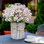 Outdoor Artificial Fake Flowers Plants - 24 Bundles UV Resistant Artificial Violet Plastic Faux Flowers Greenery Shrubs for Outdoor Hanging Plants Garden Porch Window Box Decor (White) - Image 6