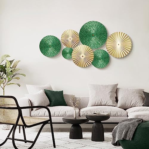 TEIPAI Emerald Green and Gold Wall Decor for Bedroom, 7PCS Metal Wall Art - Image 3