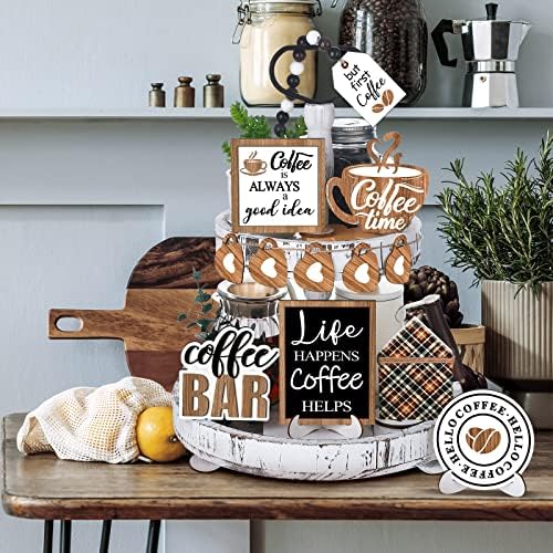 FairySandy 11 Pcs Tiered Tray Decor Farmhouse Set, Delicious Coffee - Image 6