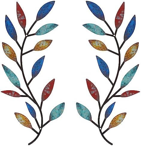 Zhengmy 2 Pcs Metal Leaf Wall Art Vine Branch Decor,Elegant Color by Zhengmy