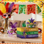 4 Pcs Table Decorations Tiered Tray Decorations Mini Wooden Books Signs for Office Shelf Classroom Tabletop Bookshelf(Carnival) - Image 6