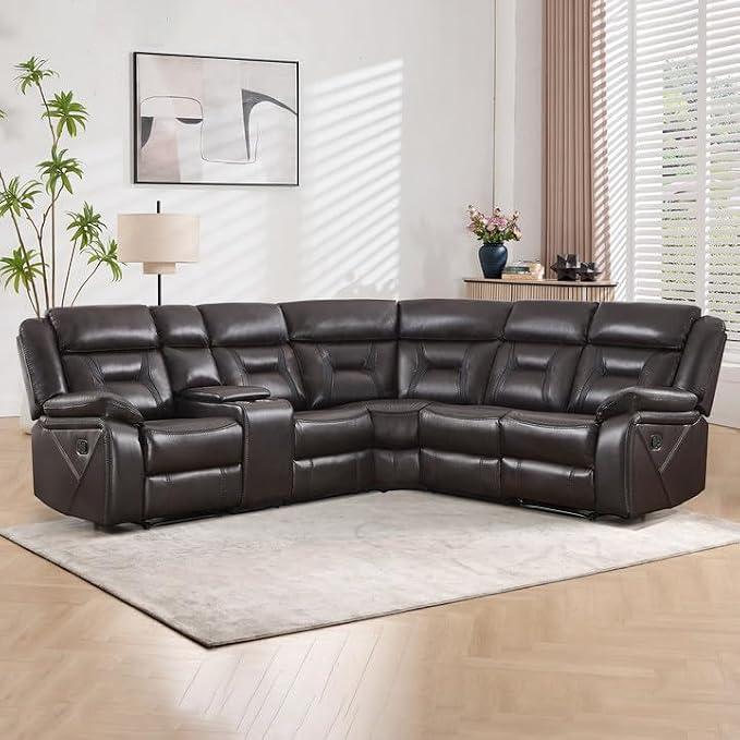EBELLO Faux Leather Reclining Sectional Sofa Set - Image 7