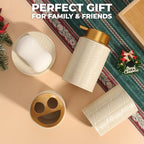 Kukikan Ceramic Bathroom Accessories Set, 4 Pcs-Includes Lotion Soap Dispenser, Toothbrush Holder, Vanity Tray, and Tumbler, Modern Bathroom Decor Organizer with Soap Dish, Apothecary Jar, Beige Color - Image 6