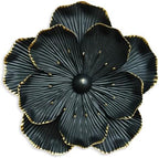 Metal Flower Wall Art Decor, 9" Black Rustic Modern Floral Sculpture by Picfarce