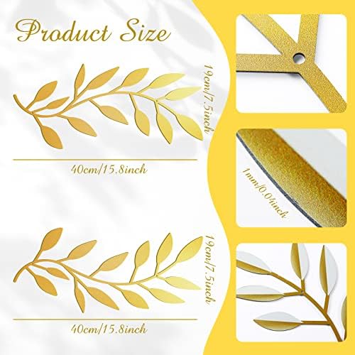 Zhengmy 2 Pcs Metal Leaf Wall Art Vine Branch Decor,Gold - Image 2