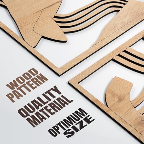 qmmp Modern Wooden Wall Sculptures - Set of 3 - Home Decor Accent - Large Wall Art for Living Room, Bedroom, Office - Easy Installation (Oak, Medium - Abstract Shapes) - Image 5