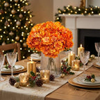 6Pcs 13" Burnt Orange Silk Hydrangea Artificial Flowers - Image 6