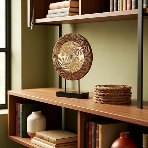 XMGZQ Wood Color Minimalist Round Statue Above Cabinet Decor Kitchen,Modern Decorative Sculpture Home Decorations for Living Room Coffee Table,Shelf Decor Items,Center Pieces Decoration (Extra Large) - Image 4
