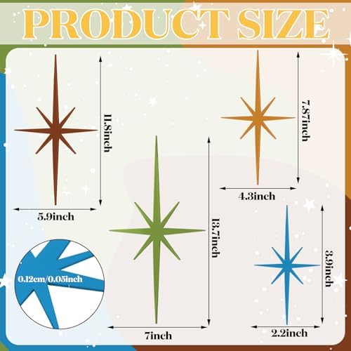 Blulu 4 Pcs Starburst Shaped Wall Decor Mid Century Modern Art,Modern - Image 3