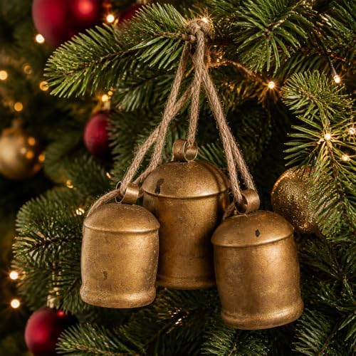 Rowfad Christmas Bells for Decoration, Hanging Gold Cow Bells with Rope - Image 4