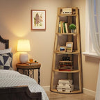 Tribesigns 70 inch Tall Corner Shelf, 5 Tier Modern Corner Bookshelf Bookcase Industrial Corner Ladder Shelf Plant Stand for Living Room, Kitchen, Home Office (Light Brown) - Image 4