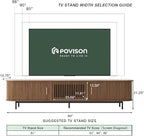 POVISON Fully-Assembled Sliding Tambour Door TV Stand, Mid Century Modern - Image 6